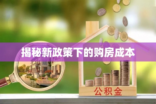 循化揭秘新政策下的购房成本