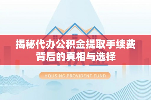循化揭秘代办公积金提取手续费背后的真相与选择